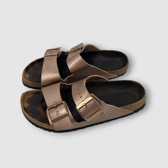 Birkenstock Arizona Sandals Copper Metallic Slip Ons Size 39 - Picture 1 of 6